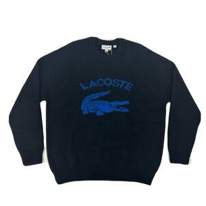 Lacoste Sweater Men's 6 XL‎ Black Crew Neck Crocodile Logo Alpaca Blend NEW $240